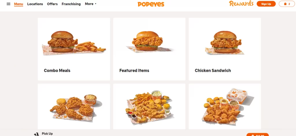 Open the menu of Popeyes