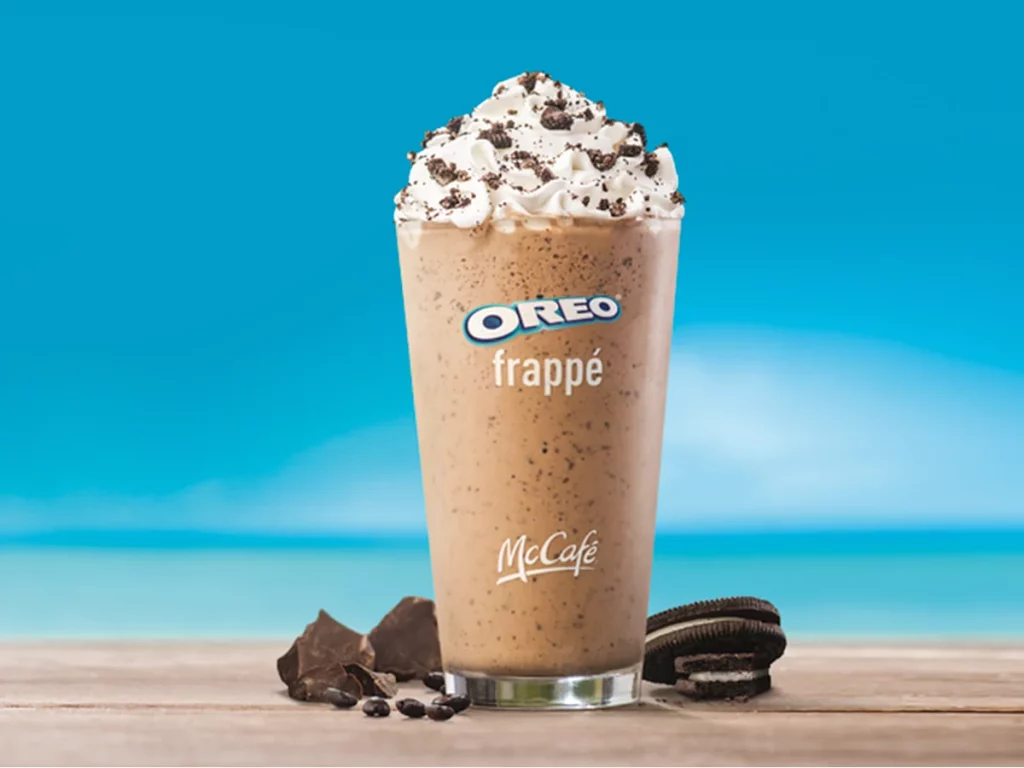 McCafe oreo caramel frappe with whipped cream