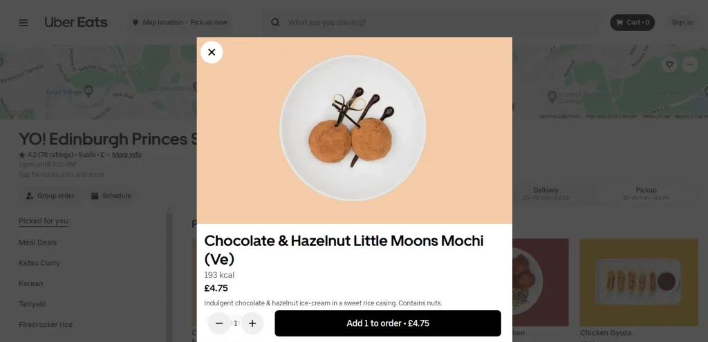 Yo! Sushi menu