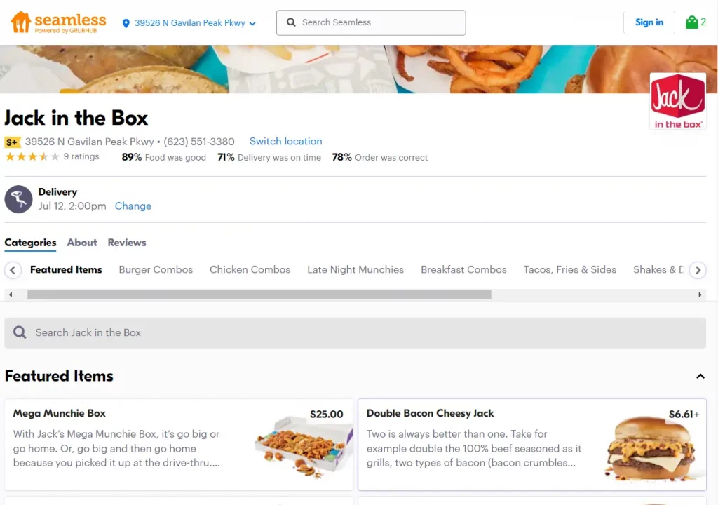 The menu is displayed