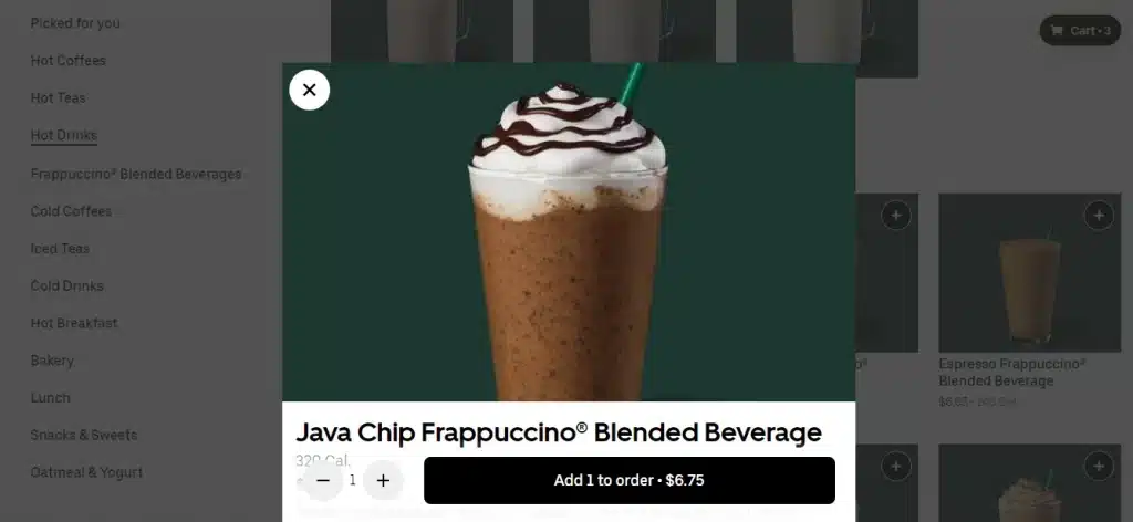 Starbucks Add To Cart