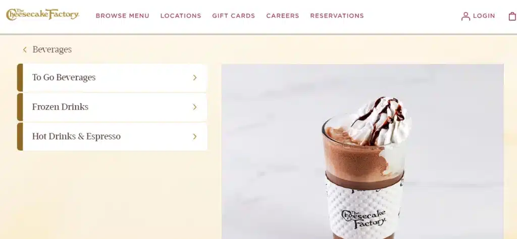 Cheesecake Factory Drinks Menu