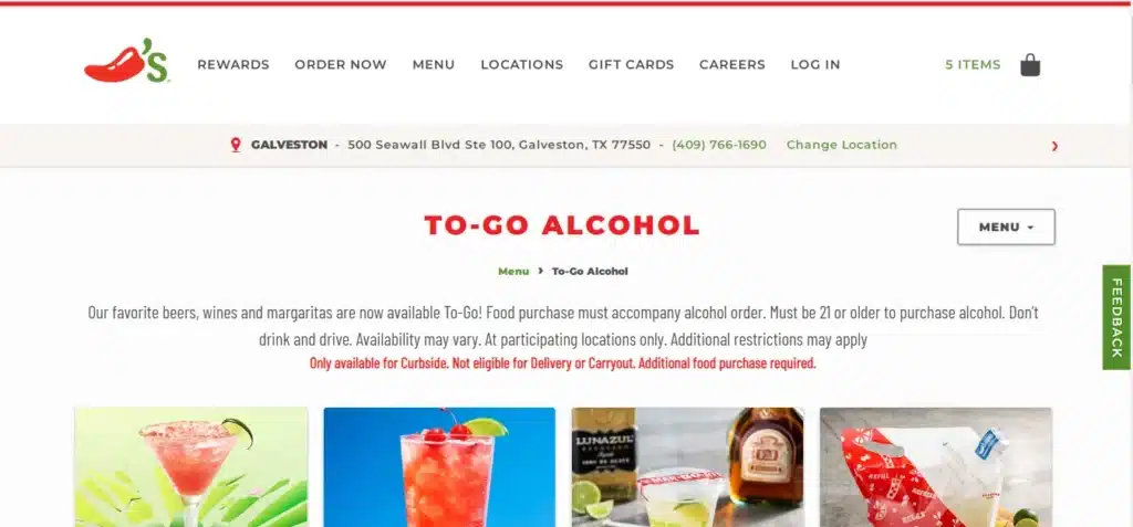 Chili's Drinks Menu