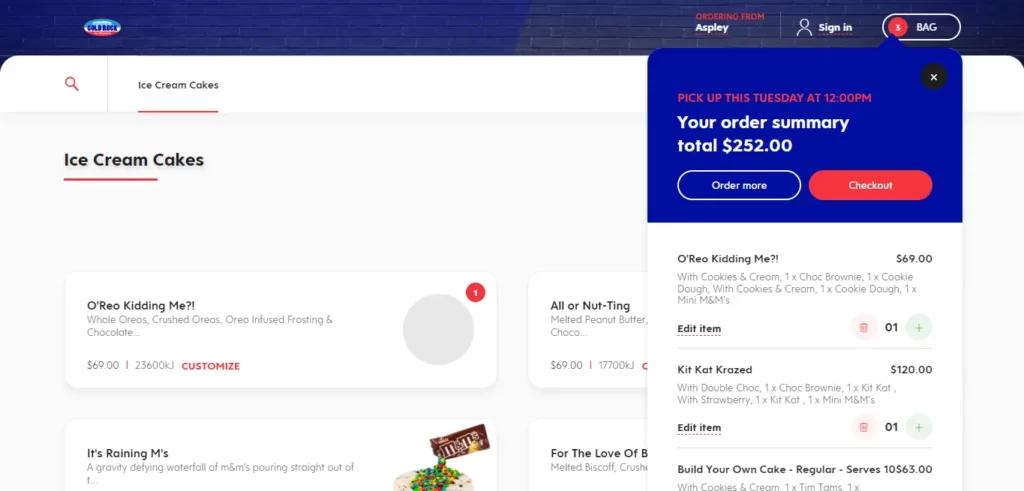 Cold Rock Ice Creamery Checkout