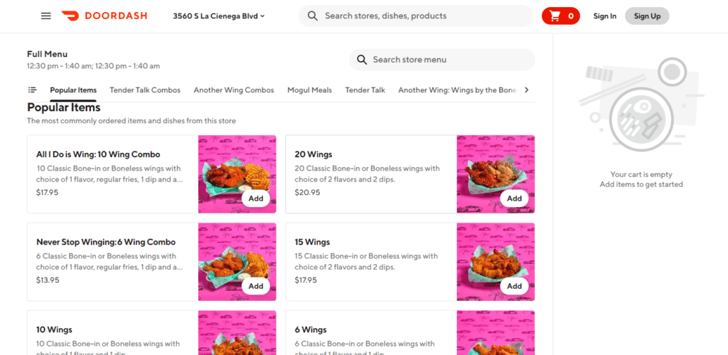 Another Wing By DL Khalid Menu