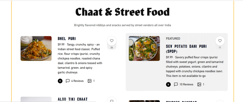 Chai Pani Menu