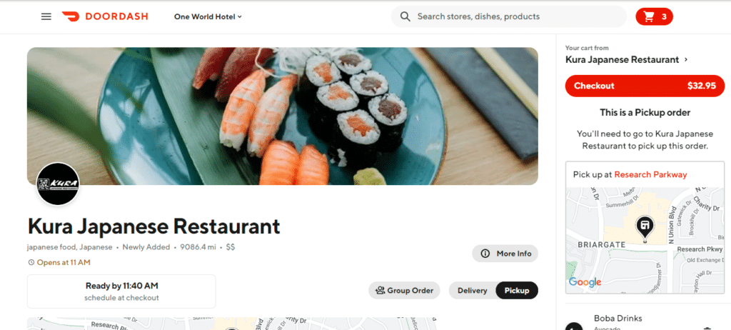 Kura Japanese Restaurant Checkout