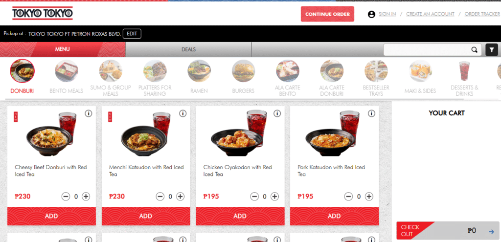 Tokyo Tokyo Menu