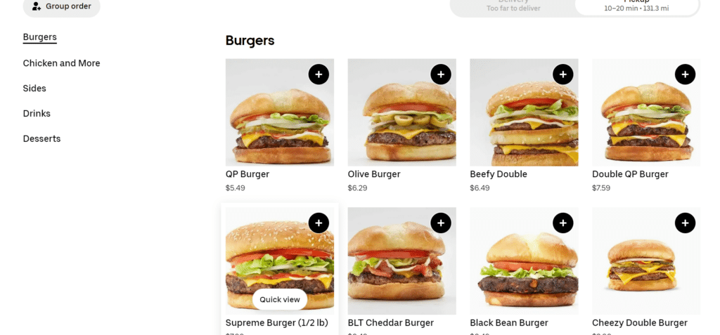 Halo Burger Menu