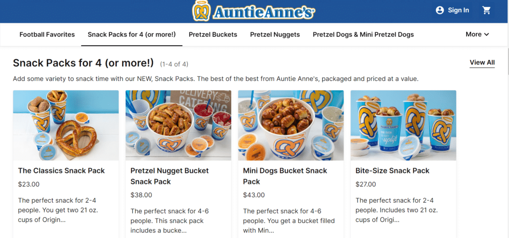 Auntie Annie's Menu