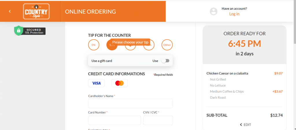 Country Style checkout