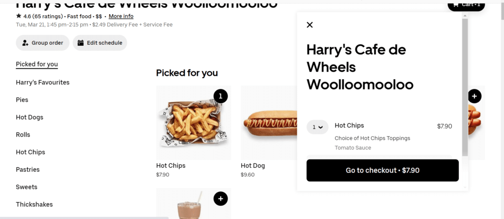 Harry's Cafe de Wheels checkout