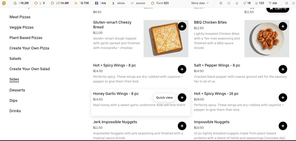 Panago Menu