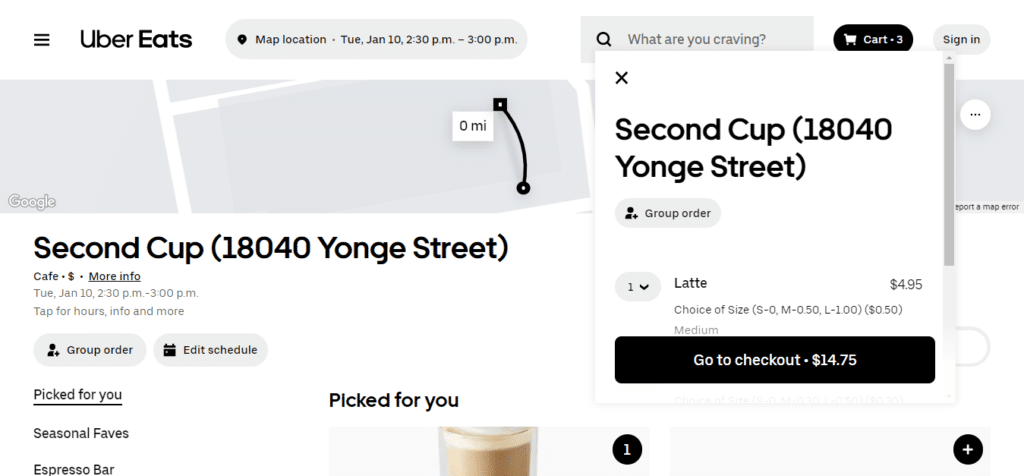 Second Cup Checkout
