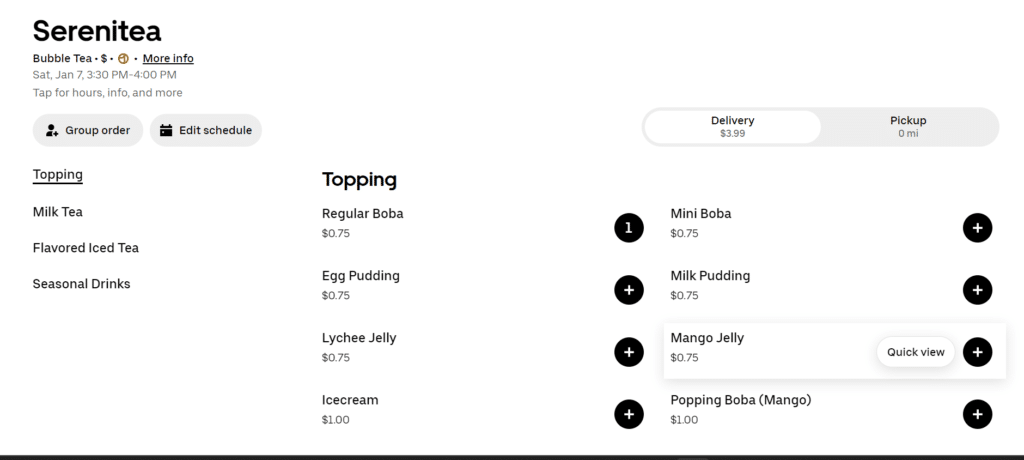 Serenitea Menu