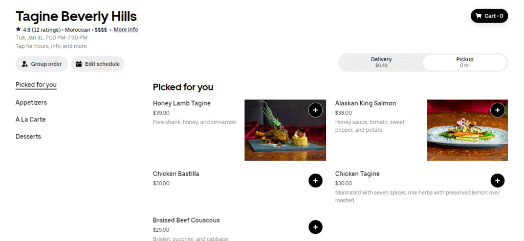 Tagine Menu