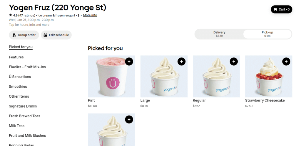Yogen Fruz Menu
