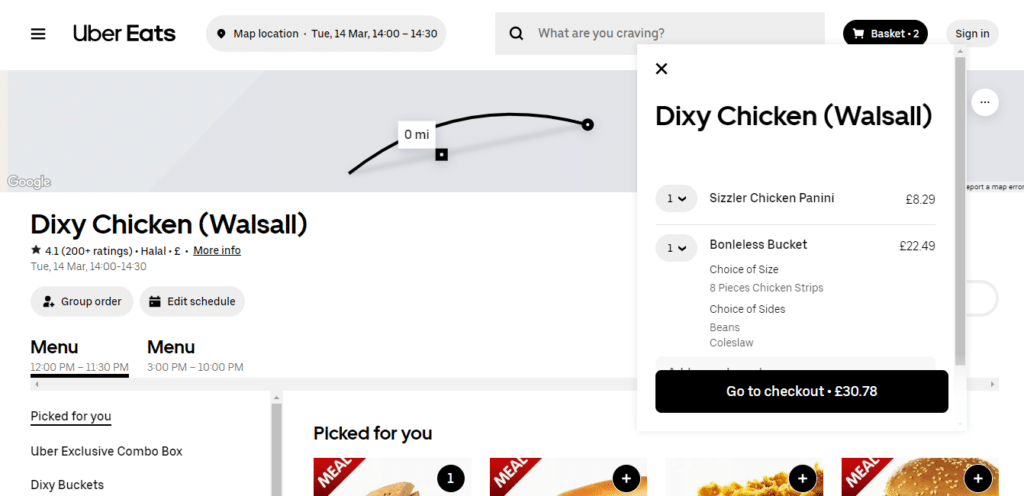 Dixy Chicken Checkout