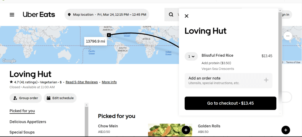 Loving Hut checkout