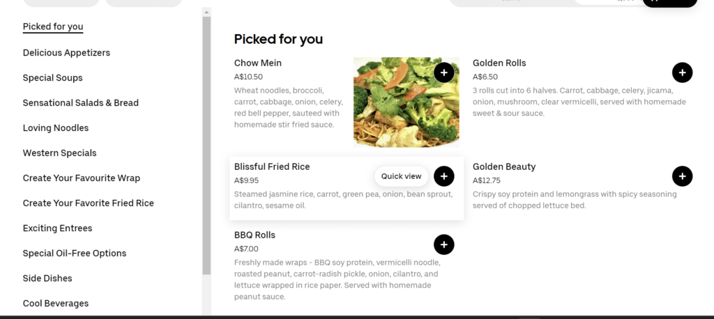 Loving Hut menu