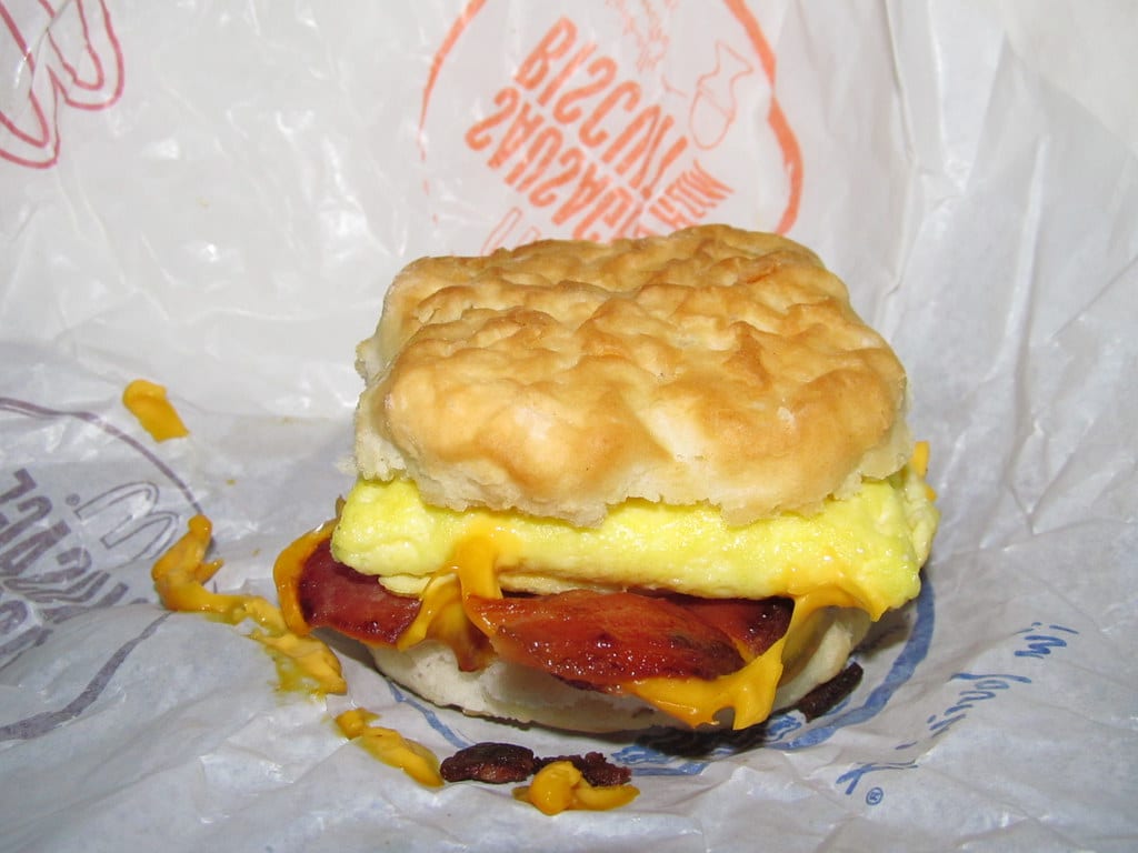 Bacon, egg and cheese biscuit meal