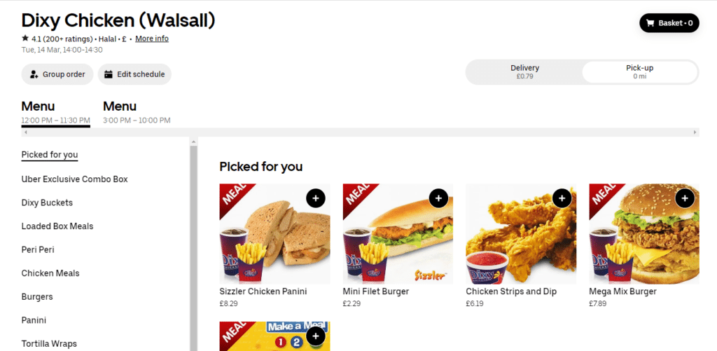 Dixy Chicken Menu