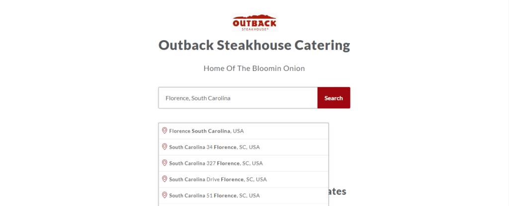 Outback Steakhouse Catering Location