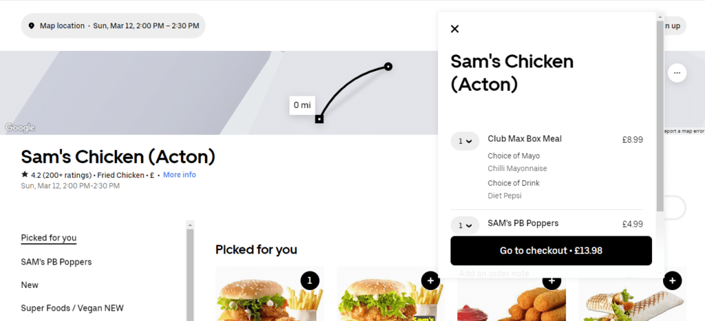 Sam's Chicken Checkout