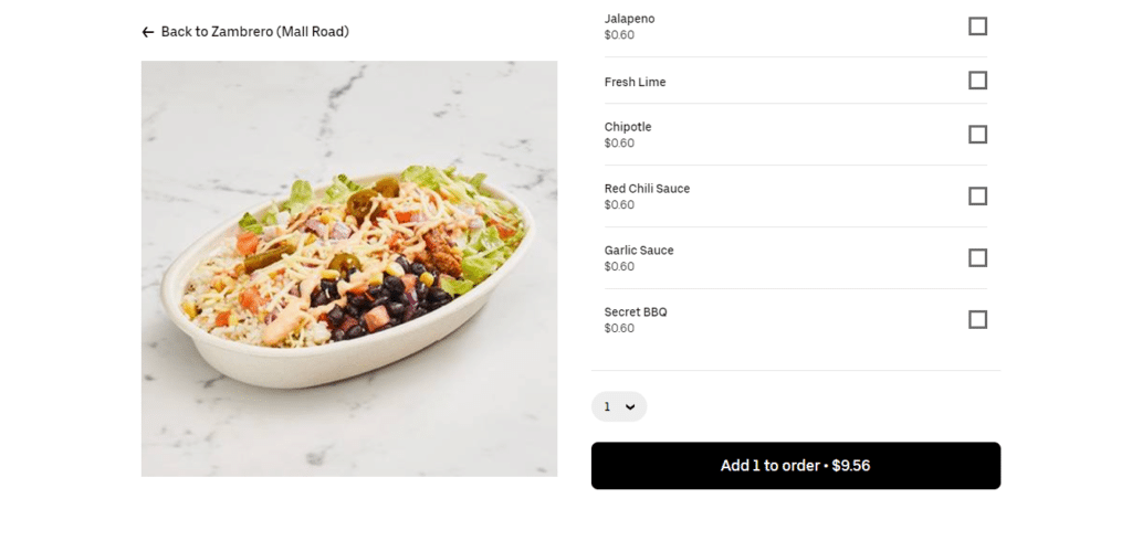 Zambrero Add To Cart
