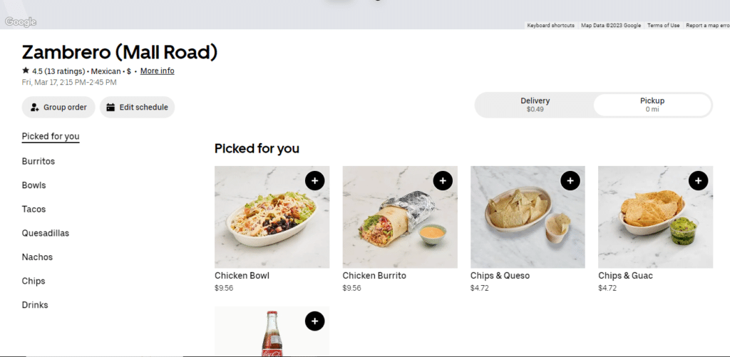 Zambrero Menu