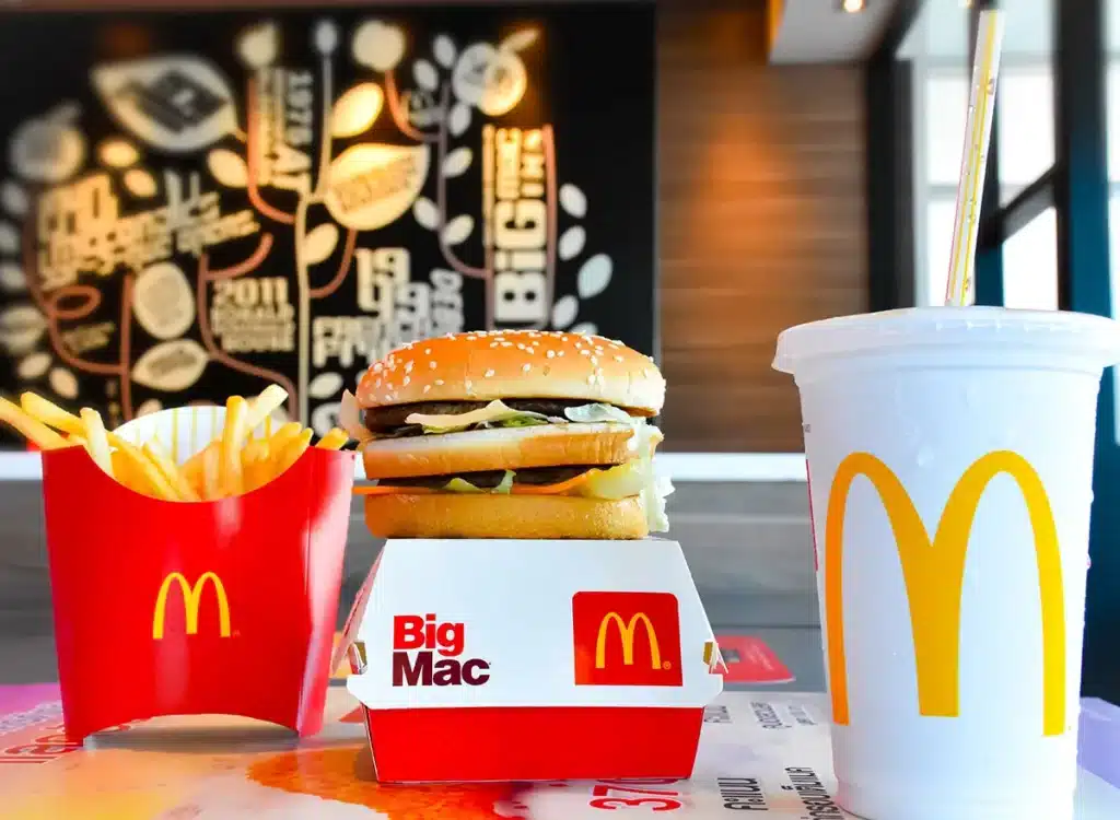 McDonalds burger with coke and French fries