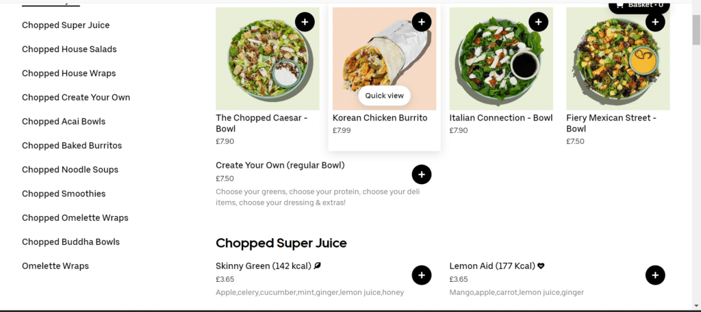 Freshly Chopped Menu