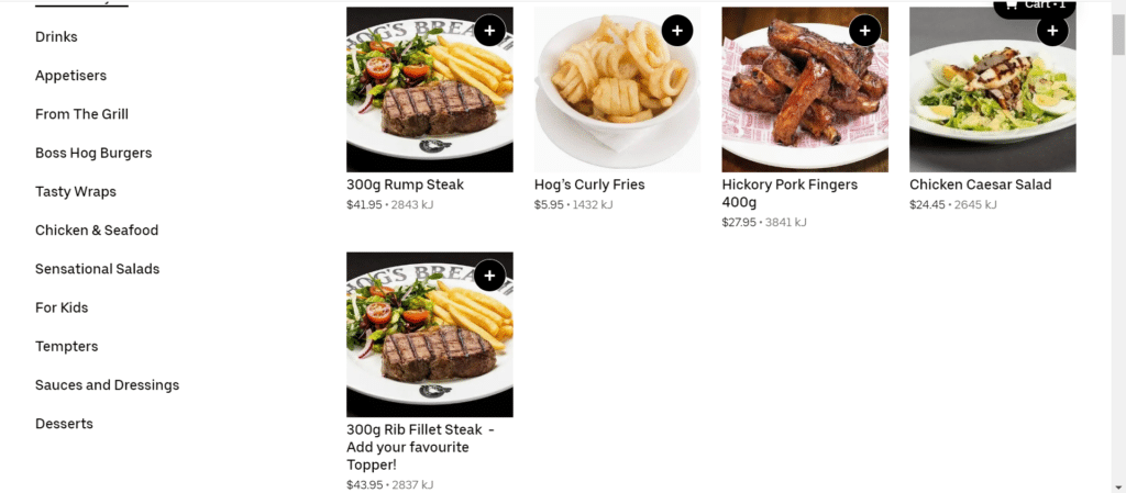 Hog's Breath Cafe menu