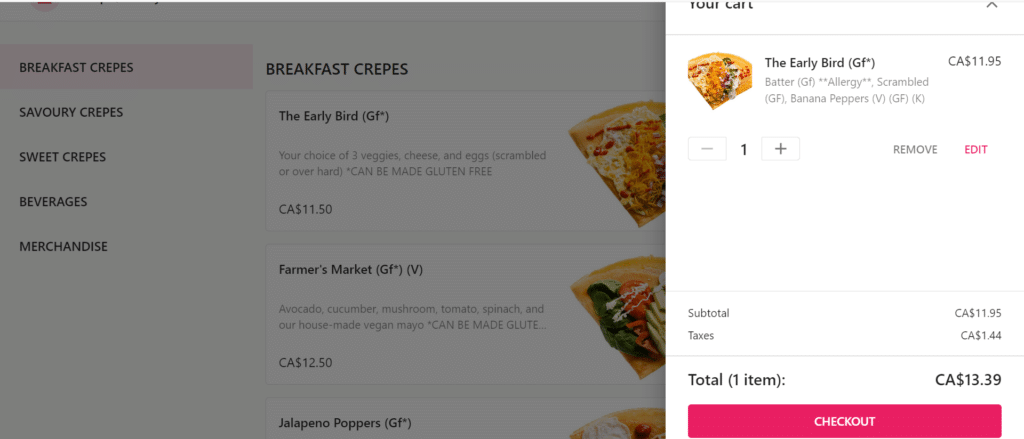 Kawaii Crepe checkout