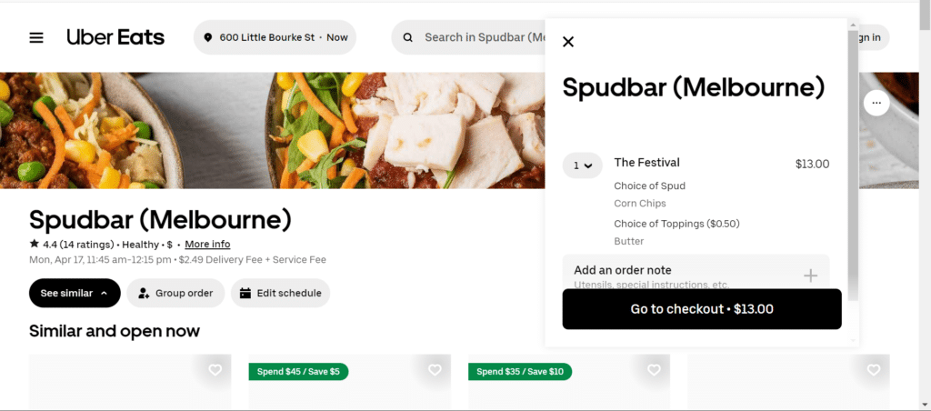 Spudbar checkout
