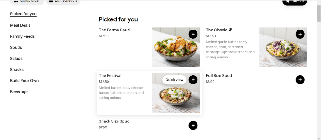 Spudbar menu