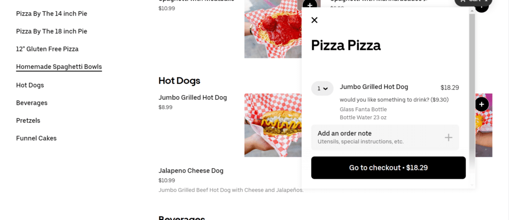 Pizza Pizza Checkout