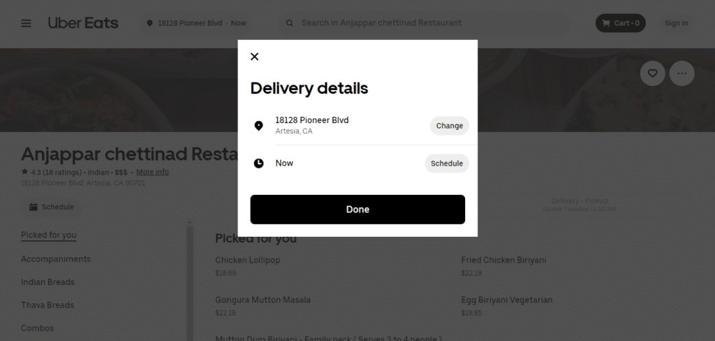 Anjappar Chettinad Restaurant Location