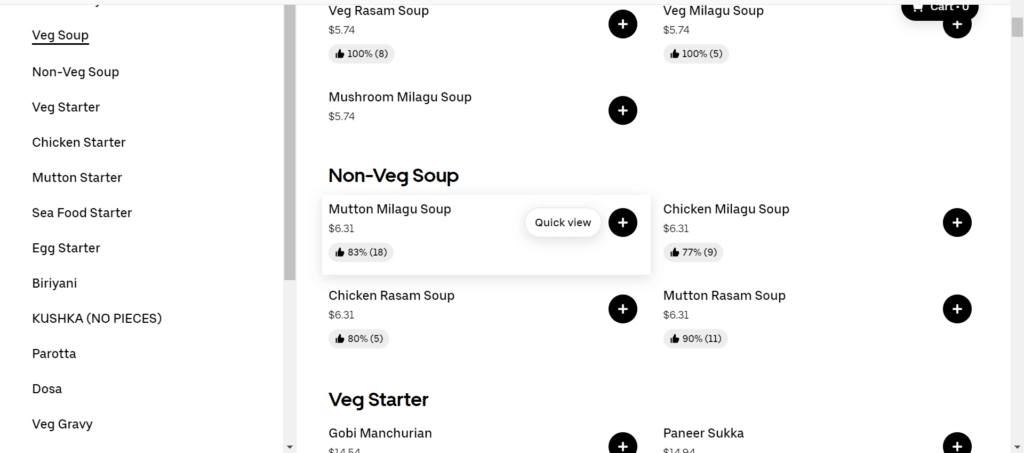 Dindigul Thalappakatti Restaurant Menu