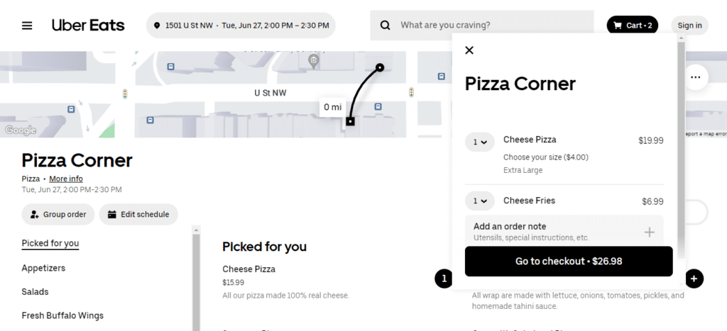 Pizza Corner Checkout