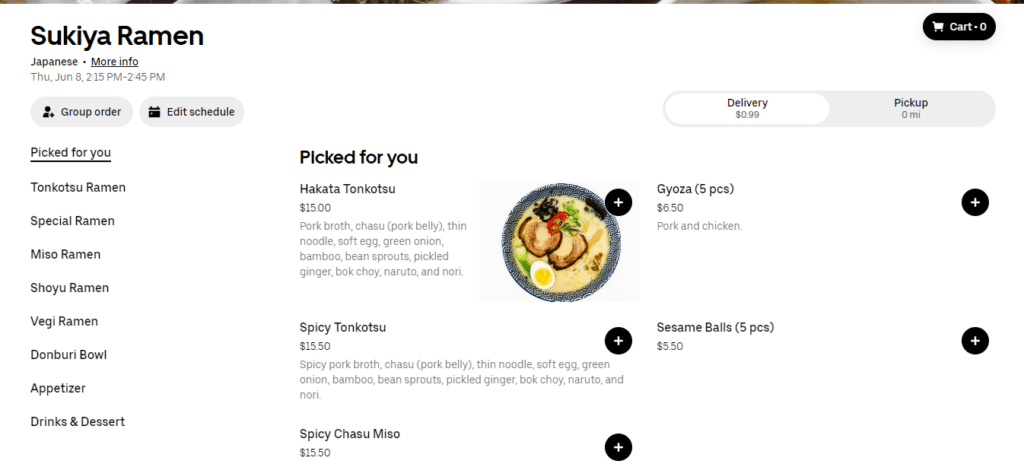 Sukiya Menu