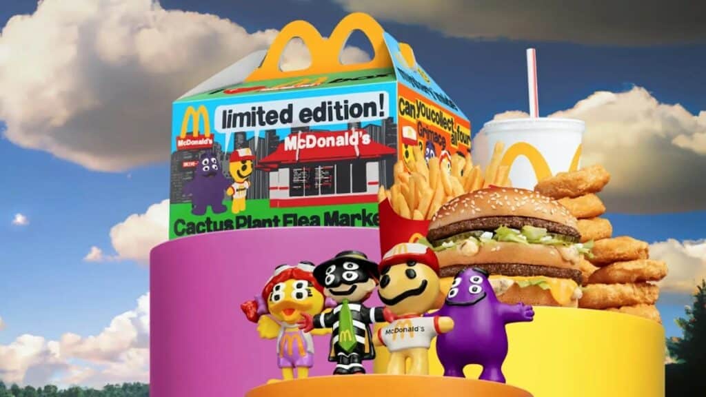 Happy meal toys in open sky
