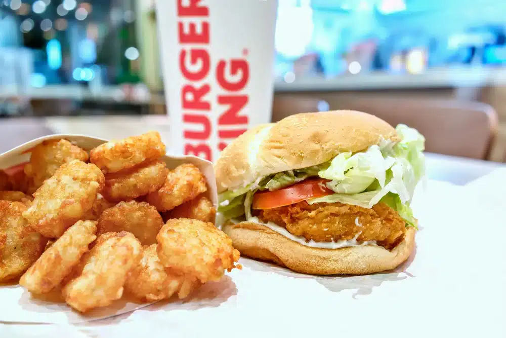 cheesy tots along with burger and bk drink